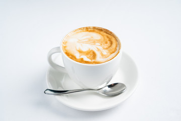 cup of cappuccino on the white background