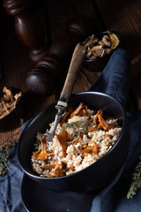 Kaszotto- polish risotto from barley groats with mushrooms