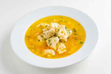 fish soup on the white background