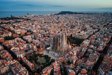 Barcelona skyline aerial view