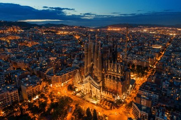 Sagrada Familia aerial view - obrazy, fototapety, plakaty