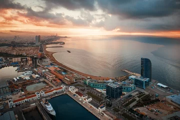 Poster Barcelona Coast aerial sunrise view © rabbit75_fot