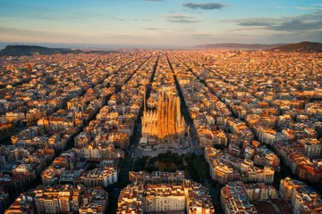 Wall murals Barcelona Sagrada Familia aerial view