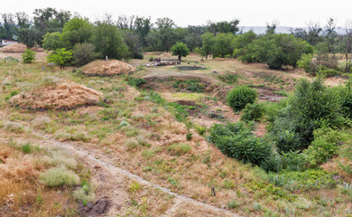 Ancient stone idol of Khortytsia island, Ukraine