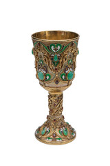 An Antique Gold cup with precious stones.