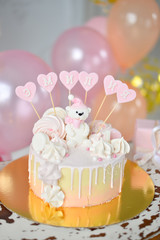 Cupcake with flowers. Birthday cake. 