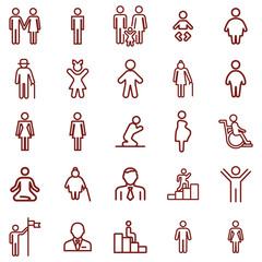 persons people and family - minimal thin line web icon set. simple vector illustration. concept for infographic website or app.