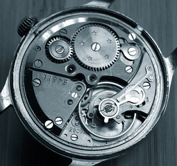 close up of  old mechanical watch caliber