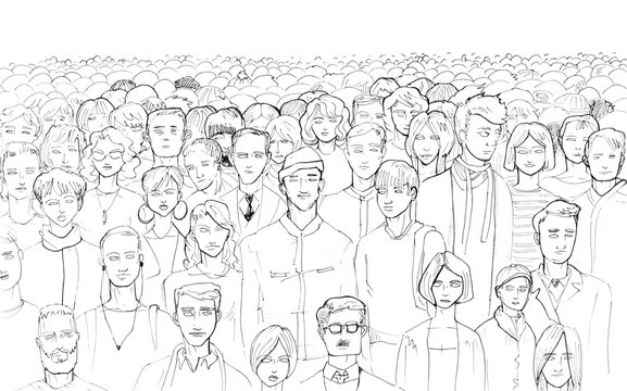 Free Vector | Hand drawn crowd drawing illustration