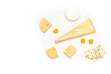 Delicious cheese on a white background
