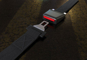 Seat belt with a wharf background 3d rendering