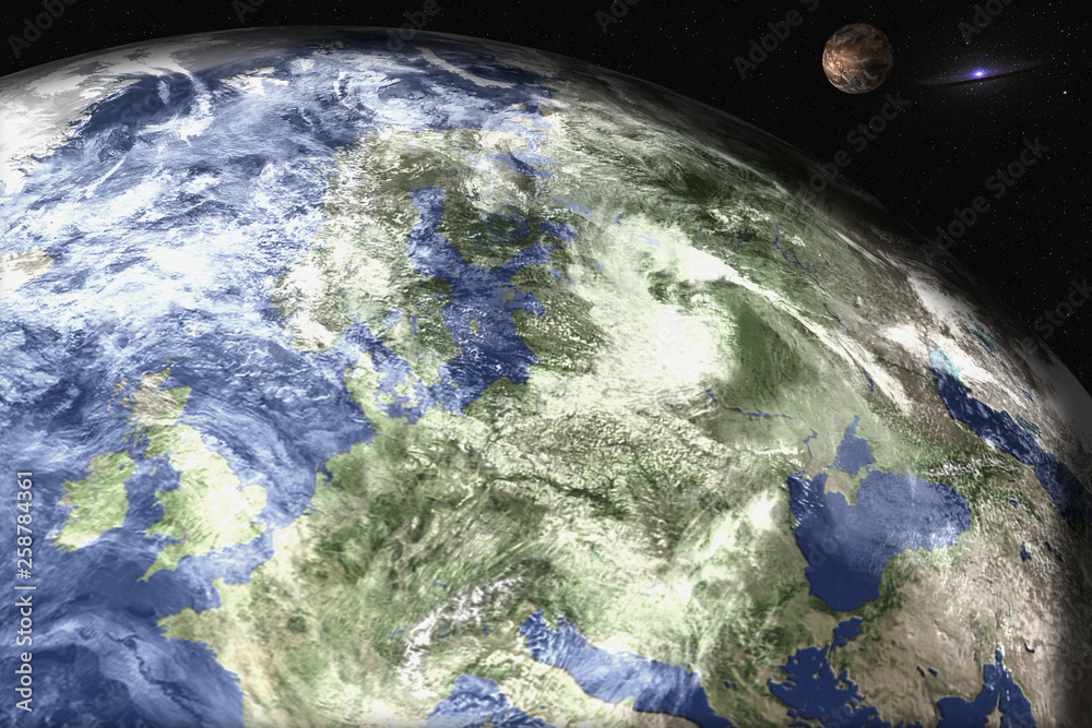 Wall mural planet earth of solar system with mars and galaxy on the background science fiction. elements of thi
