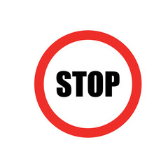 Red stop attention road sign. Stop road sign icon vector eps10.