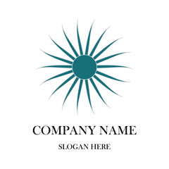 Octopus monster company logo.Green sun rays abstract logo design vector eps10