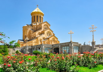 Holy Trinity Cathedral (Sameba) in spring, Tbilisi, Georgia