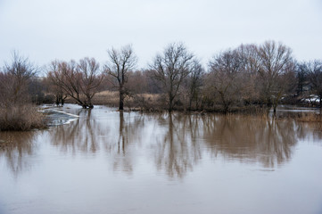 Sprin flood on river