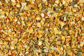 Variety of spices and herbs background