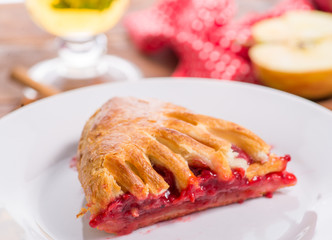 piece of sweet fruit pie on a server table