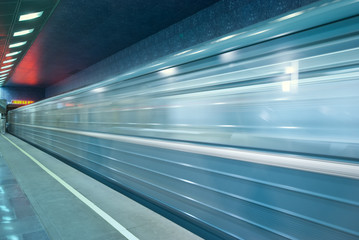 Fototapeta na wymiar Fast moving subway train