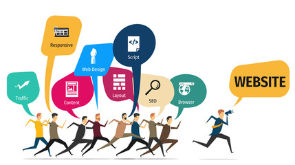 Banner Website Concept. Website with Icon.