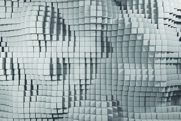 Abstract 3d illustration of the movement of gray cubes