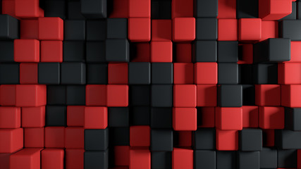 Abstract 3d illustration background of the movement of two-color cubes