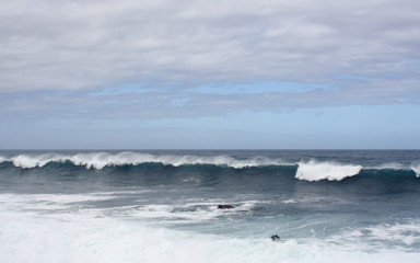 big waves on the island coast