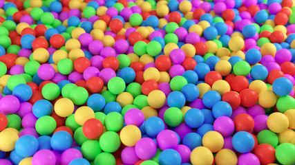 Colorful 3d illustration background from a pile of abstract spheres