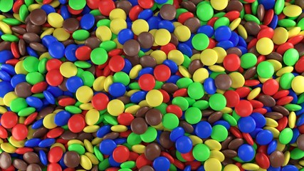Fototapeta na wymiar Colorful candy's motion falling down 3d illustration