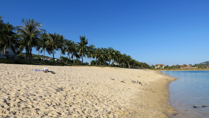 Empty Panagar beach in Nha Trang Vietnam at midday