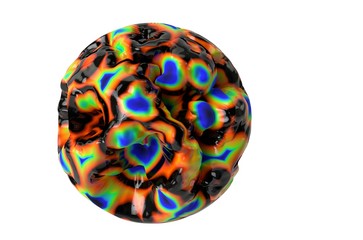 common colorful dangerous virus or bacteria close up isolated on white background 3d illustration