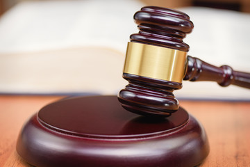 Сourt hearing. Constitutional court.  Judge’s verdict. Symbol law.