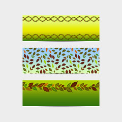 Set of maple leaf banners, colorful background illustration for greeting card or design