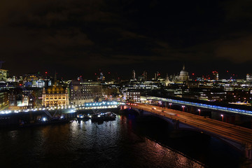 Fototapeta na wymiar Night shot from iconic Saint Paul Cathedral in the heart of City of London, United Kingdom