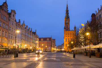 Fototapeta na wymiar Architecture of the old town in Gdansk at dawn, Poland