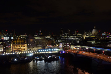 Fototapeta na wymiar Night shot from iconic Saint Paul Cathedral in the heart of City of London, United Kingdom