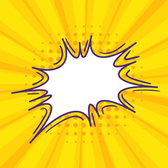 Pop art retro comic speech bubble on colorful dotted and rays backgrounds. Comics page, advertisement frame, web design, poster.