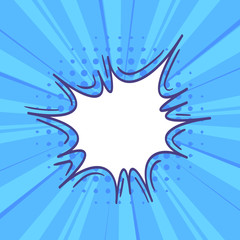 Pop art retro comic speech bubble on colorful dotted and rays backgrounds. Comics page, advertisement frame, web design, poster.