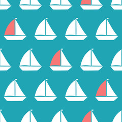 vector seamless sea pattern with ship
