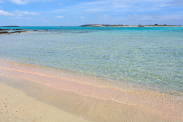 Elafonisi - a beach with pink sand, warm and crystal clear water. Crete Island, Greece
