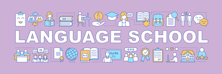 Language courses for kids word concepts banner