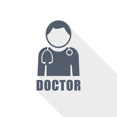 male doctor web icon, flat design vector illustration