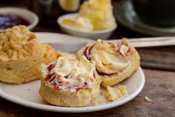 Traditional cream tea with scones