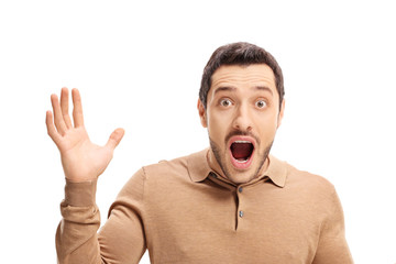Suprised young man with an open mouth