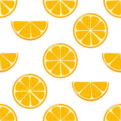 lemon slices seamless pattern on white background. Fruit citrus. Elements for menu. Vector illustration.