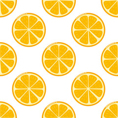 lemon slices seamless pattern on white background. Fruit citrus. Elements for menu. Vector illustration.