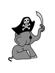 elefant kapitän pirat seeräuber säbel schwert mütze matrose seemann yacht schiff boot meer sitzend süß kalb klein kind baby clipart comic cartoon niedlich dickhäuter savanne rüsseltier jumbo grauer ri