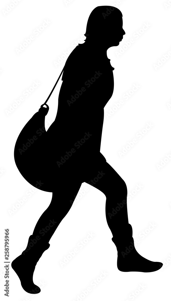 Poster a woman walking body silhouette vector