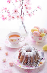 Easter cake and easter eggs