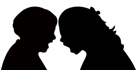 talkig heads, silhouette vector